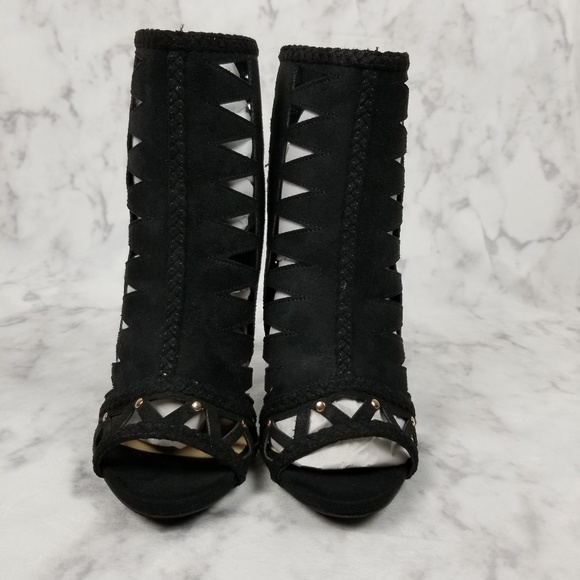 Black Ankle Zip Up Lita Open Toe size 7.5 - Picture 3 of 7